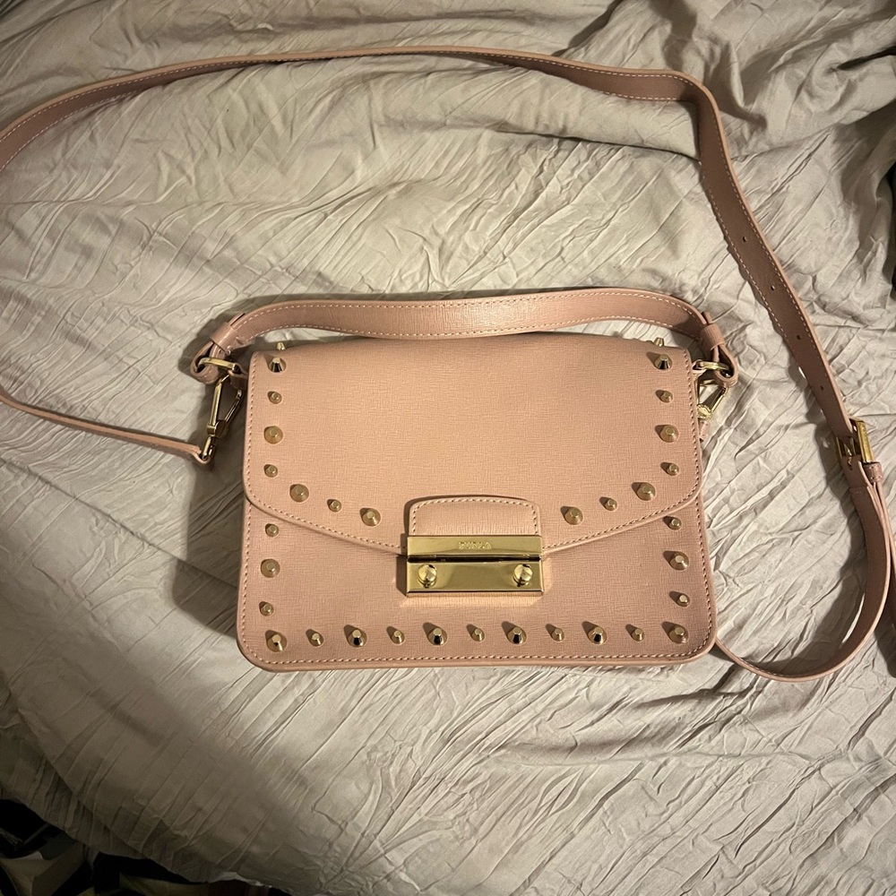 Furla Julia Leather Studded Shoulder Bag